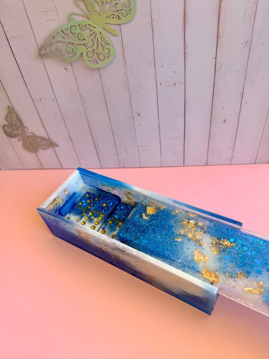 Jeu de Dominos en Résine Époxy avec Boîte Assortie