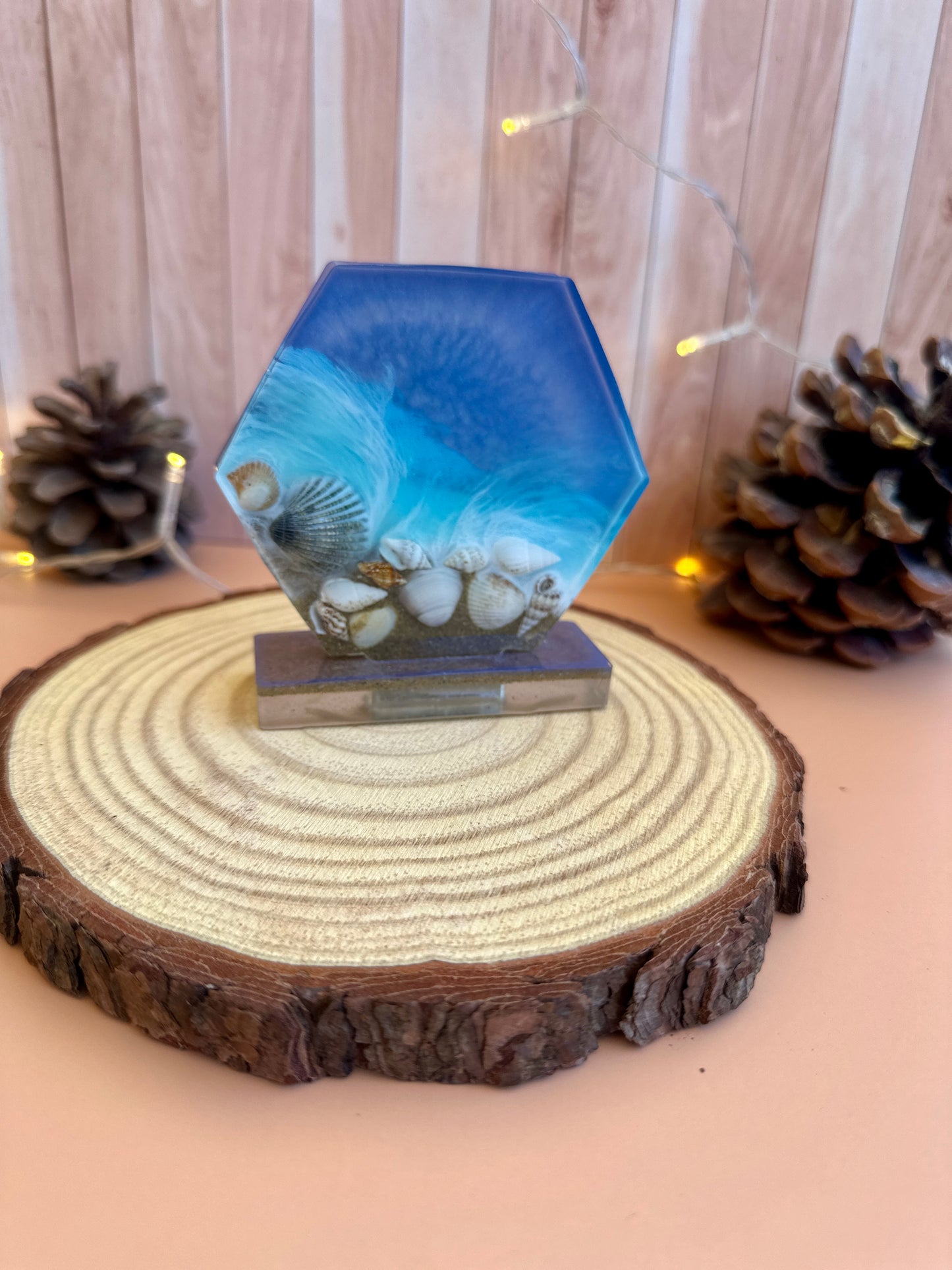 Vague Éternelle – Décoration en résine époxy 🌊🐚
