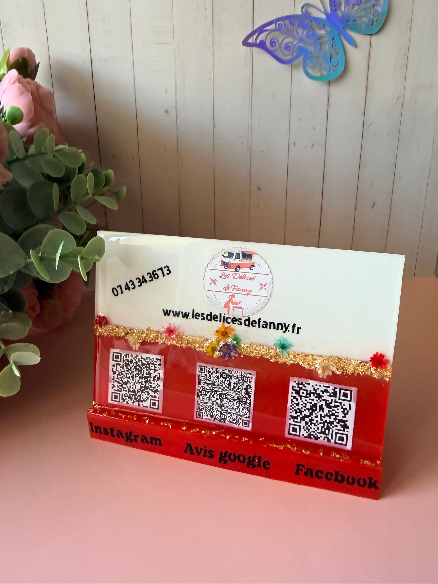 Support QR Code personnalisé – Plaque élégante pour entrepreneurs - indépendants - créateur