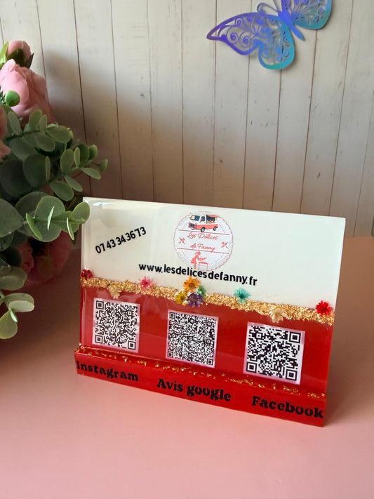 Support QR Code personnalisé – Plaque élégante pour entrepreneurs - indépendants - créateur