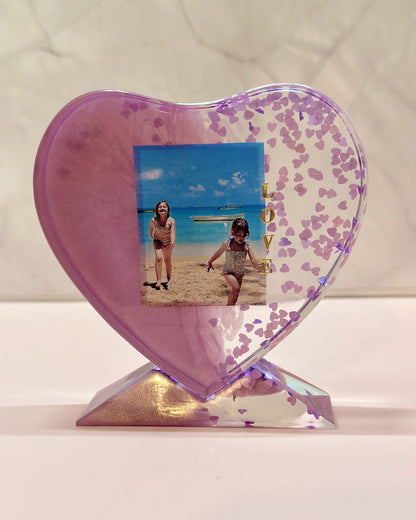 Cœur sur socle personnalisé – Idée cadeau unique avec photo ou prénom