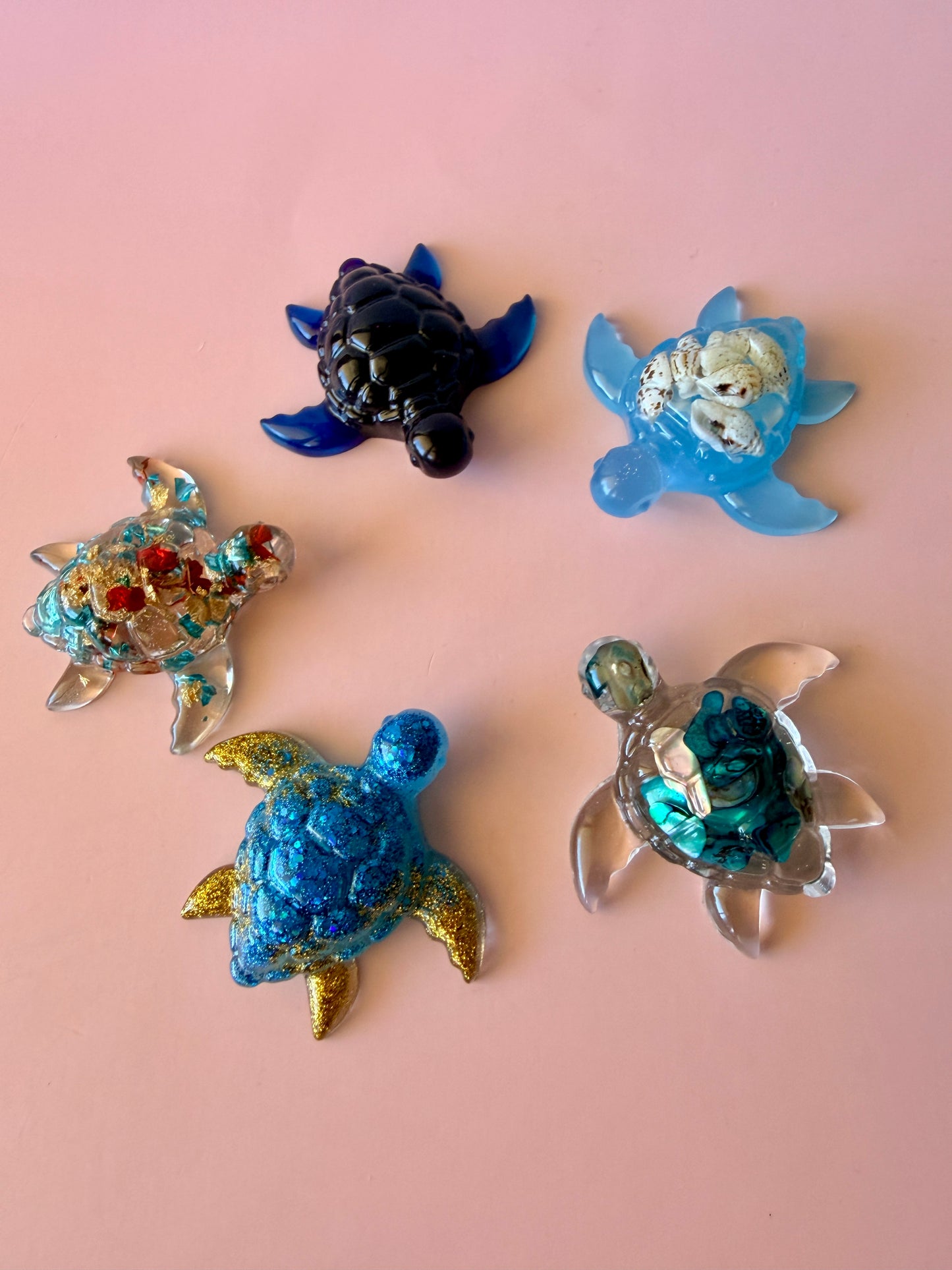 Mini Tortues décoratives en résine – Tortue de mer & tortue de terre artisanales