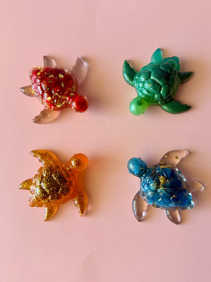 Mini Tortues décoratives en résine – Tortue de mer & tortue de terre artisanales