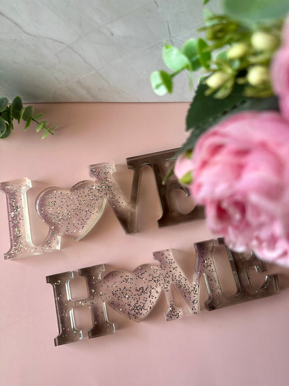Mots Décoratifs en Résine Époxy – Family, Love, Home