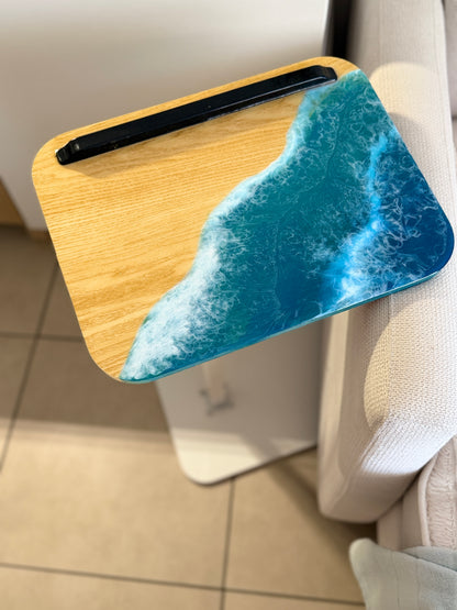 Support ordinateur portable en bois et résine époxy – Rehausseur ergonomique
