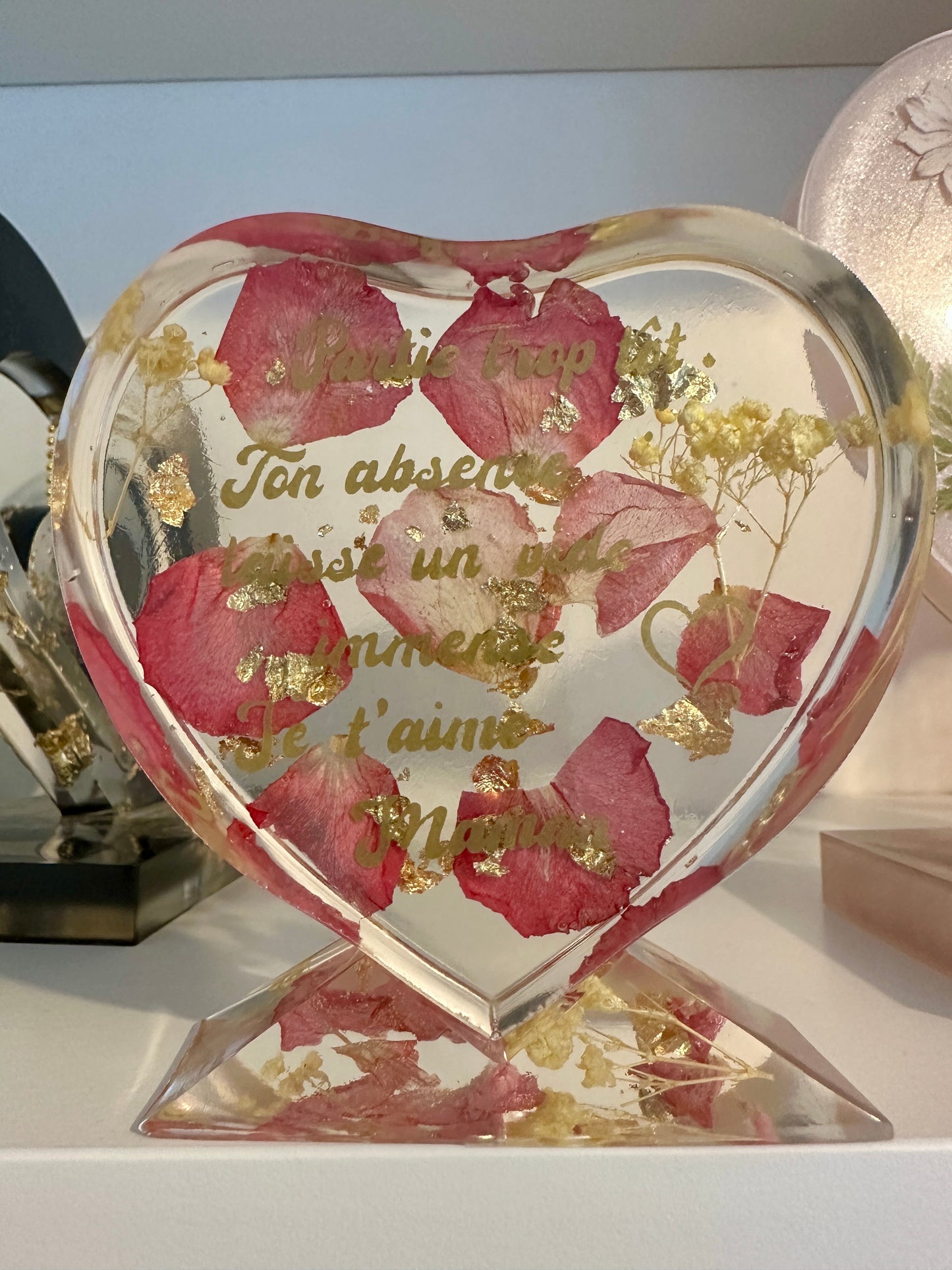 Cœur sur socle personnalisé – Idée cadeau unique avec photo ou prénom