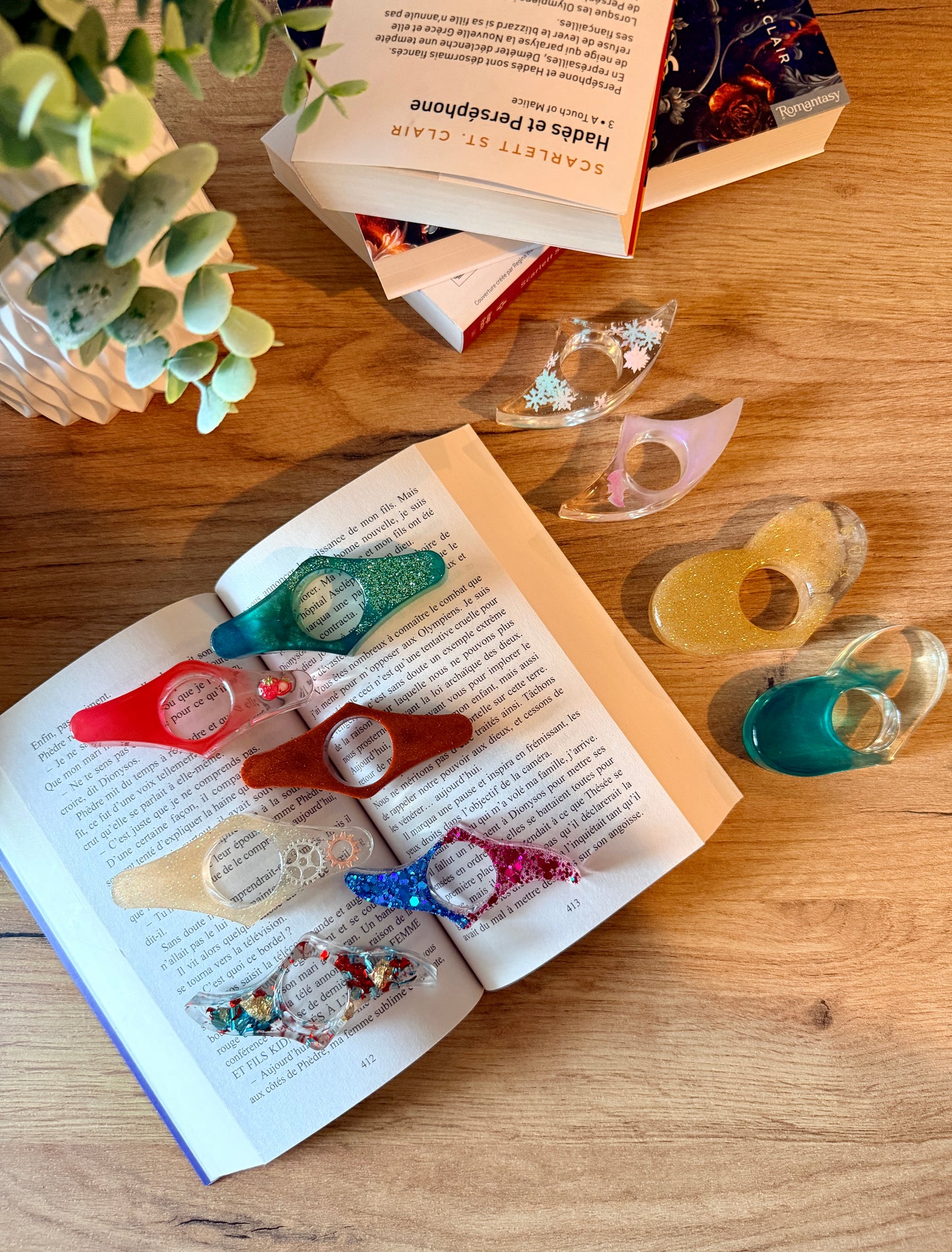 Marque-page personnalisé & bague de lecture en résine