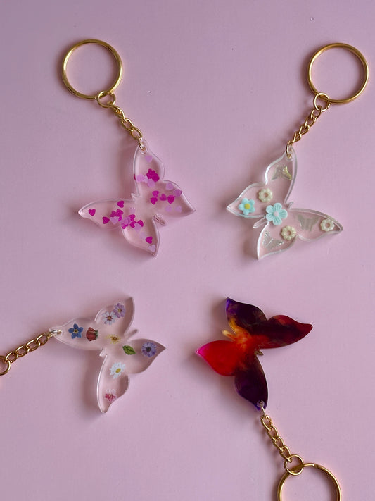 Porte-clé papillon en résine – Unique & fait main