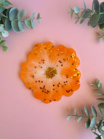 Dessous de verre fleuris en résine – Lot de 4 couleurs estivales fait main