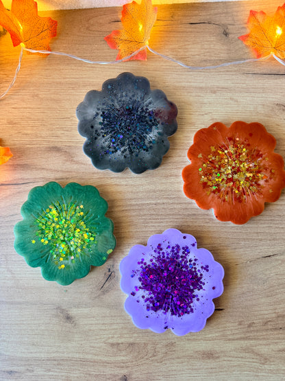 Dessous de verre fleuris en résine –  fait main