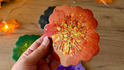 Dessous de verre fleuris en résine –  fait main