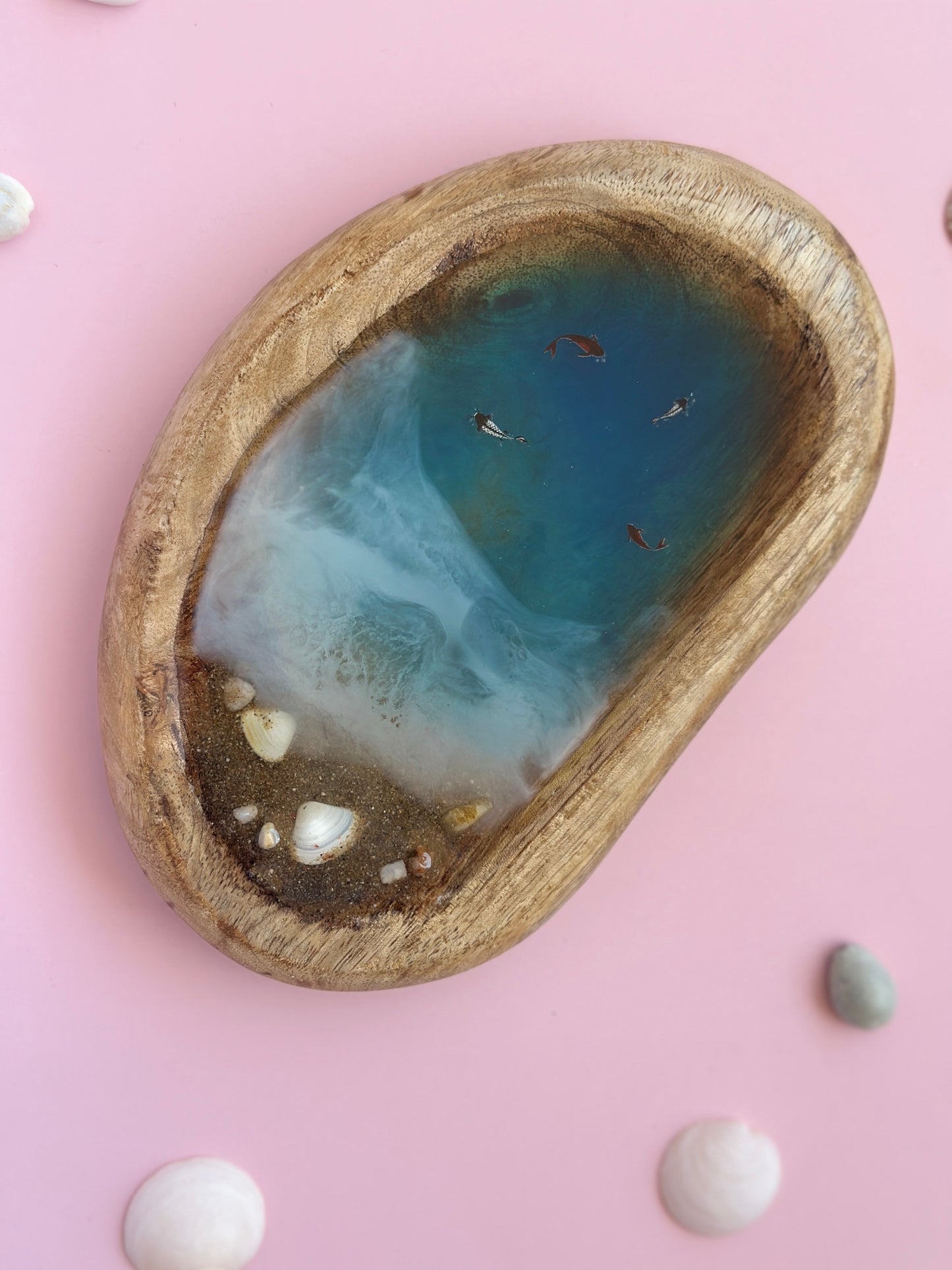 Coupelle décorative - effet mer en résine & bois
