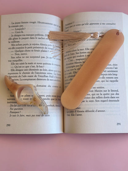 Marque-page personnalisé & bague de lecture en résine