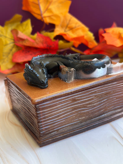 Boîte livre dragon en résine