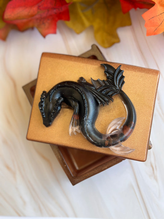 Boîte livre dragon en résine