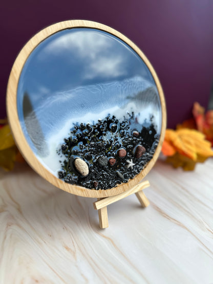 Plateau décoratif bambou & résine  - effet mer