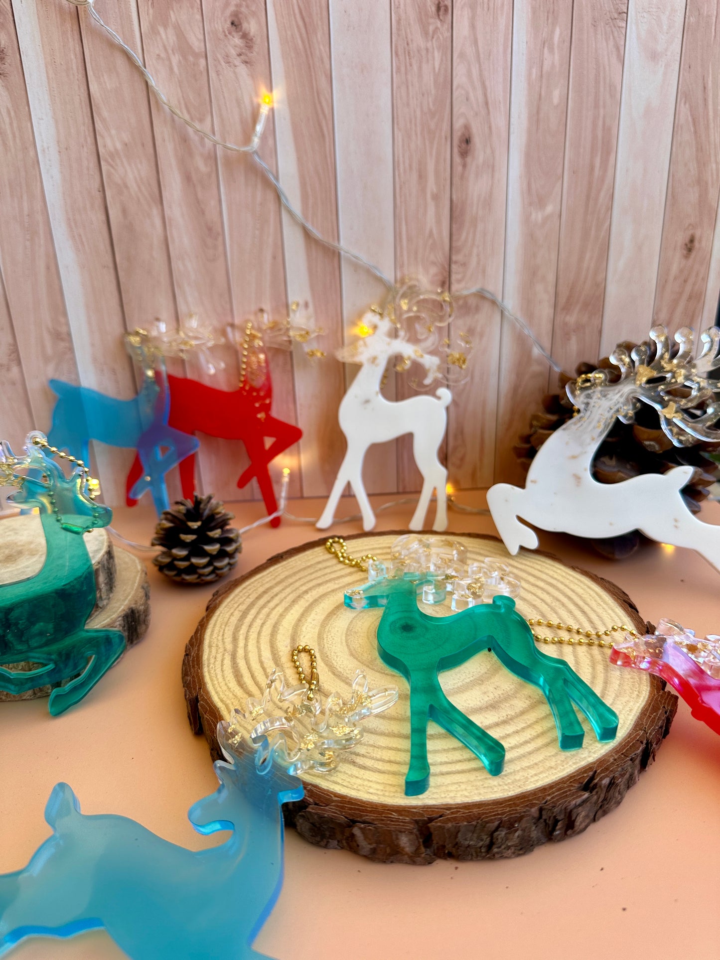 🎄 Suspension Cerf en Résine – Lot de 2