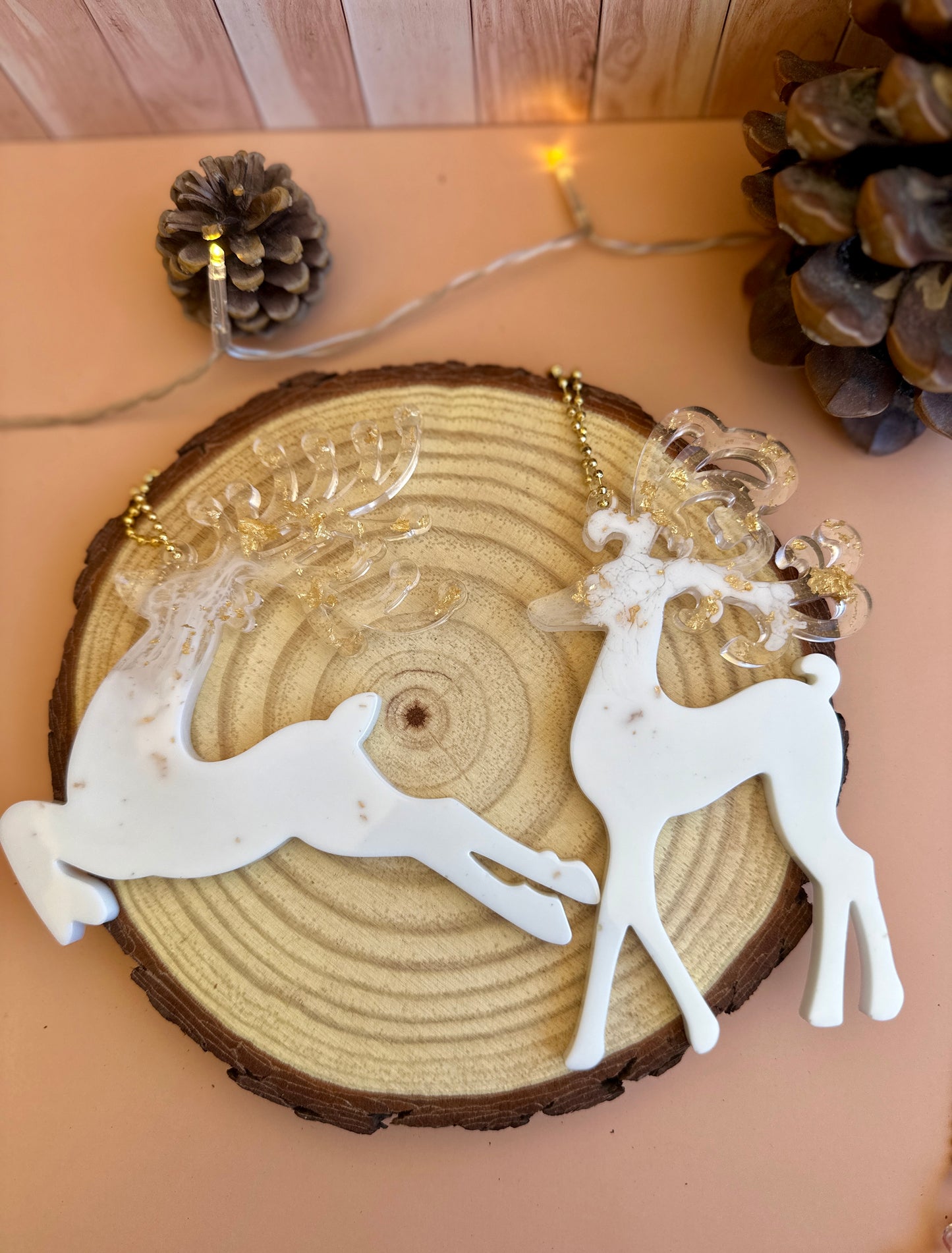 🎄 Suspension Cerf en Résine – Lot de 2