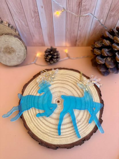🎄 Suspension Cerf en Résine – Lot de 2