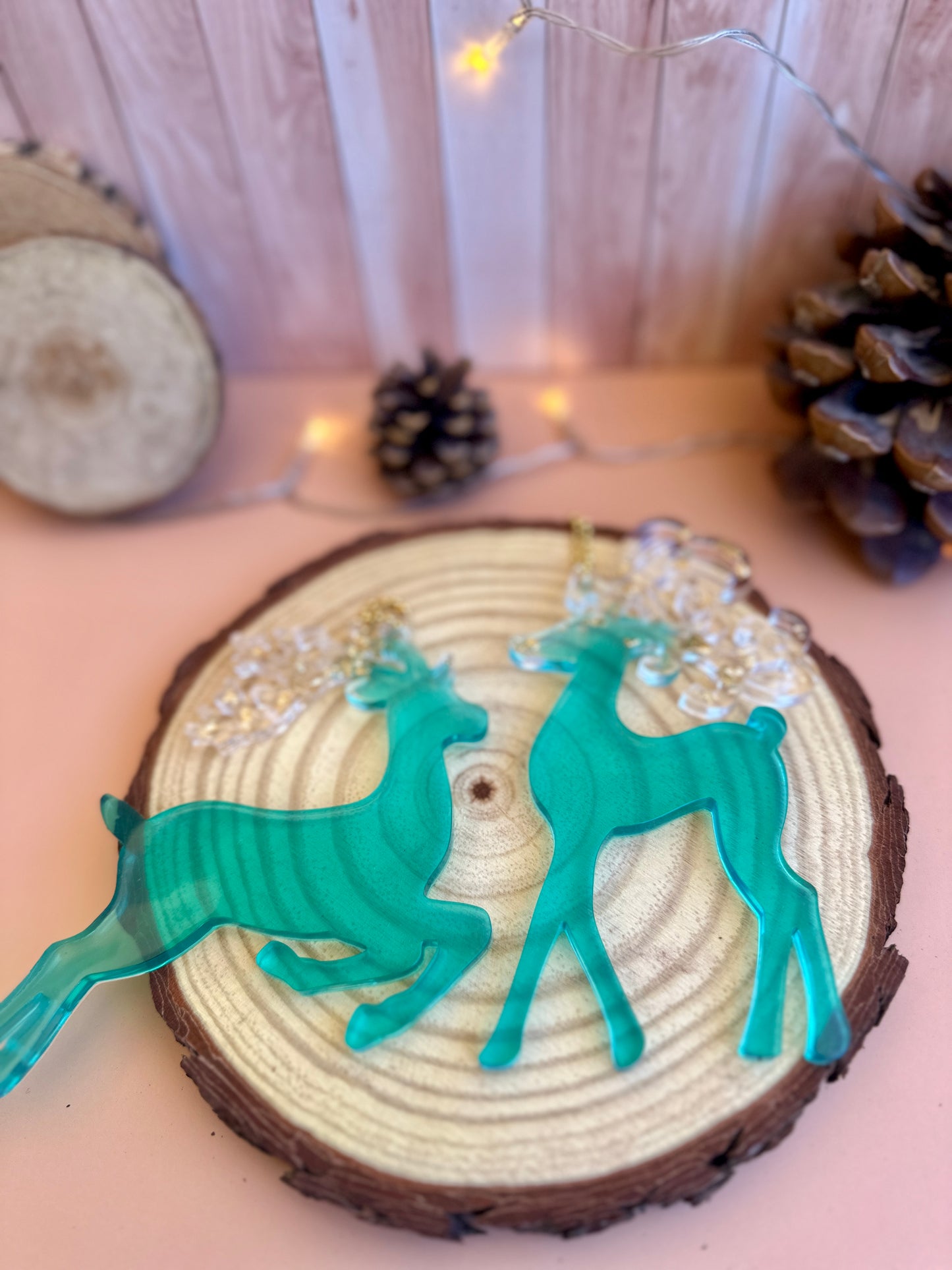 🎄 Suspension Cerf en Résine – Lot de 2