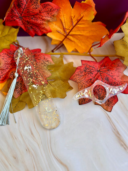 Marque-page personnalisé & bague de lecture en résine