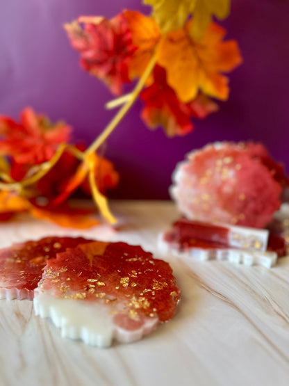 Set dessous de verre  avec socle – Résine époxy artisanale