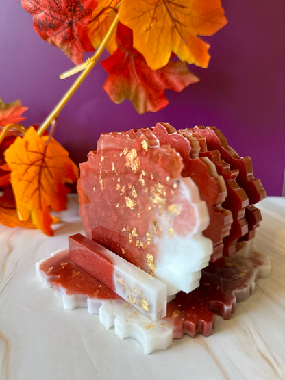 Set dessous de verre  avec socle – Résine époxy artisanale