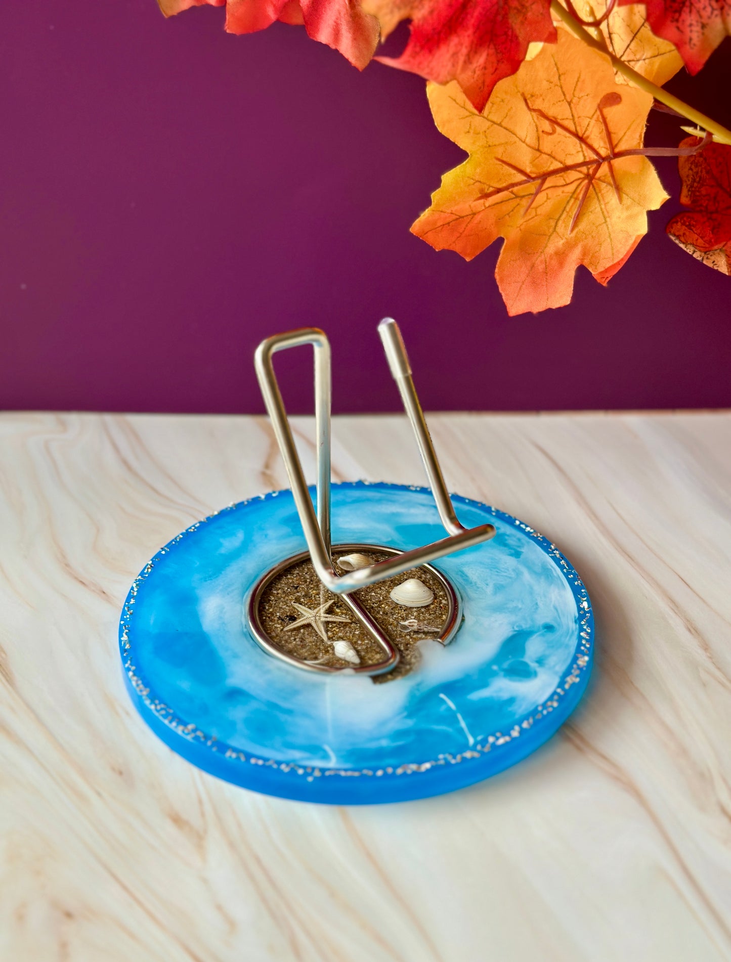 Support téléphone et accessoires - Résine effet ocean