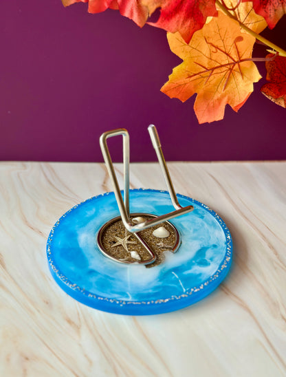 Support téléphone et accessoires - Résine effet ocean