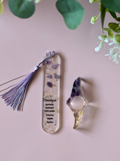 Marque-page personnalisé & bague de lecture en résine