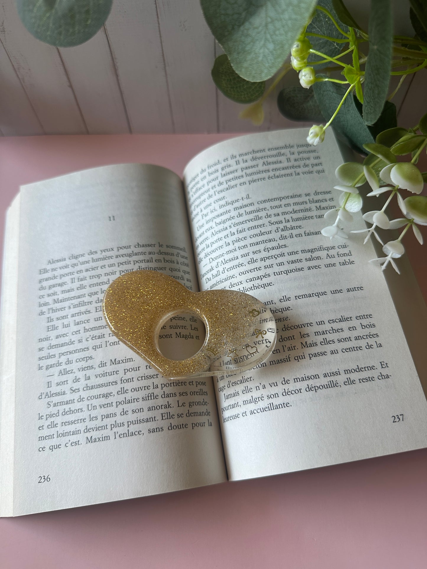 Marque-page personnalisé & bague de lecture en résine