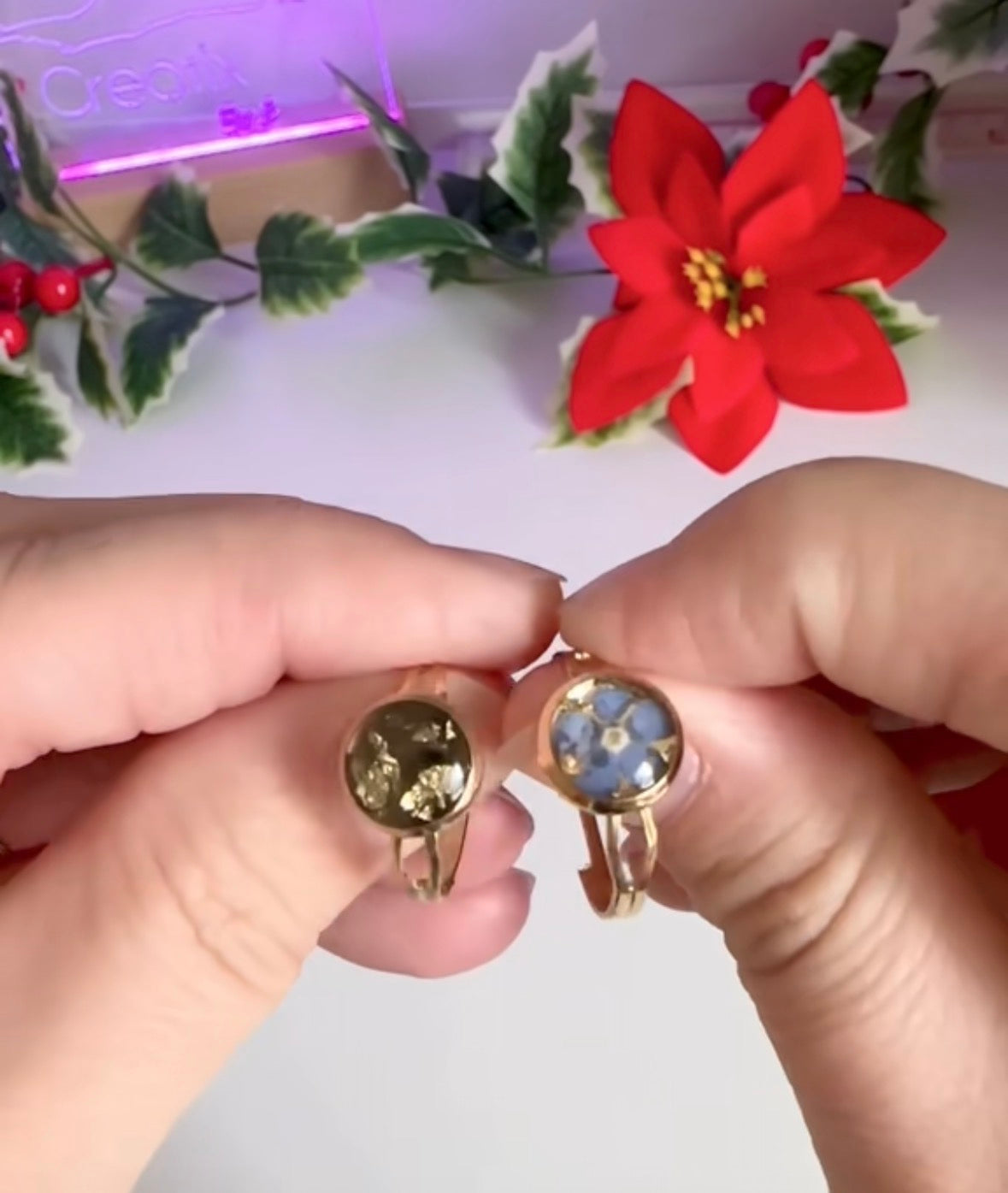 Bague en résine et acier inoxydable – Bijou fait main unique