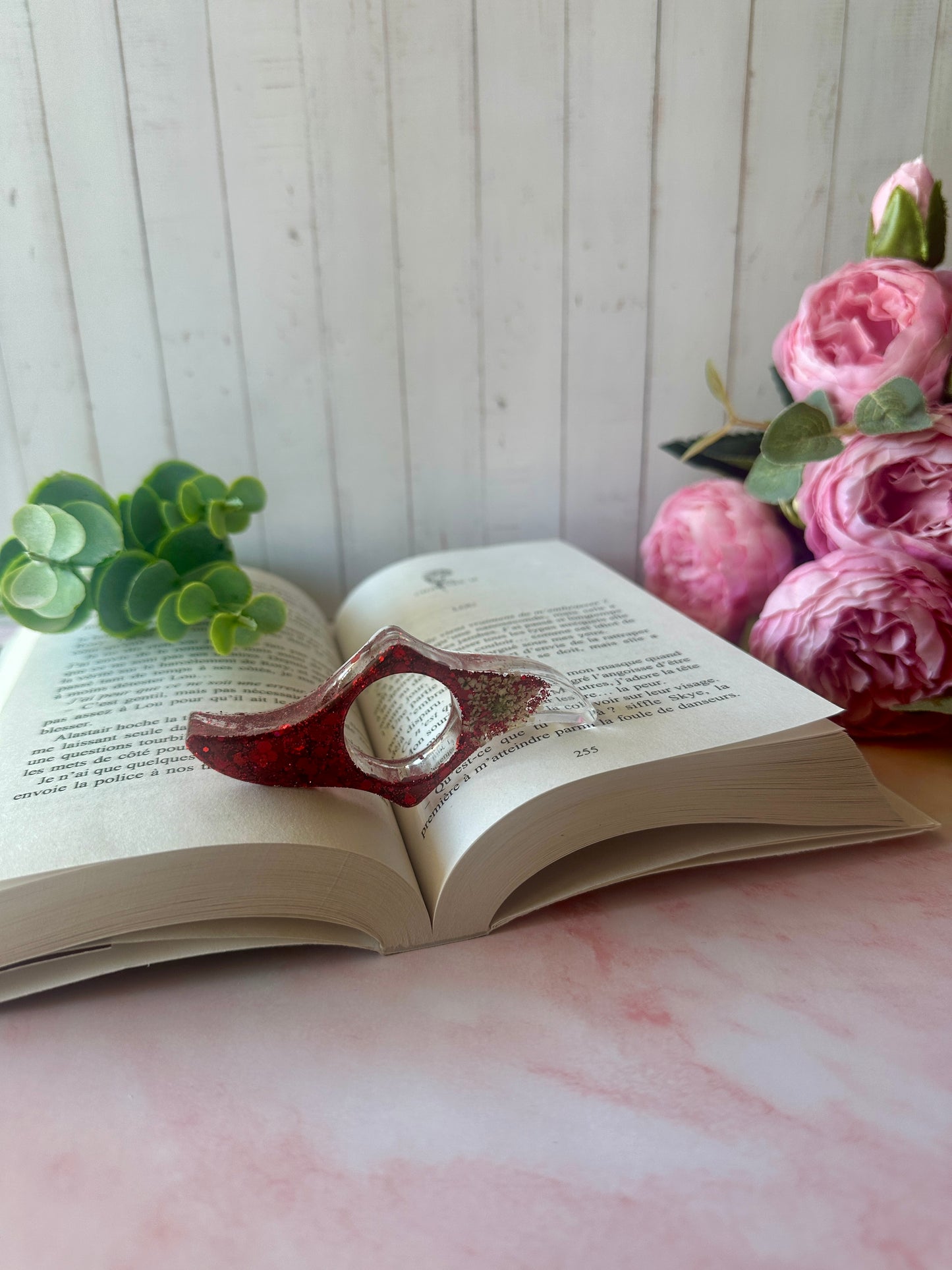 Marque-page personnalisé & bague de lecture en résine