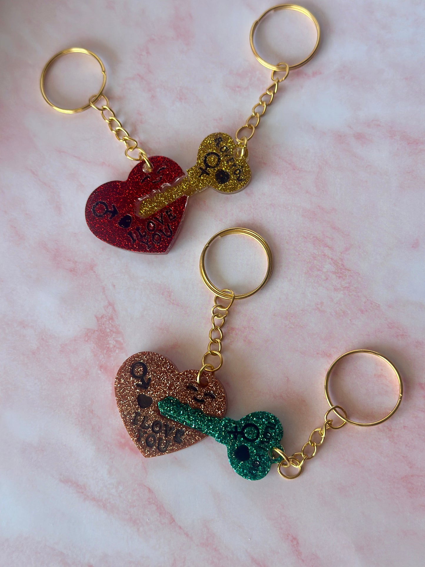 Porte clé Duo à partager - Moitié de coeur / Cœur & Clé / LOVE Séparé – Cadeau Symbolique Personnalisable