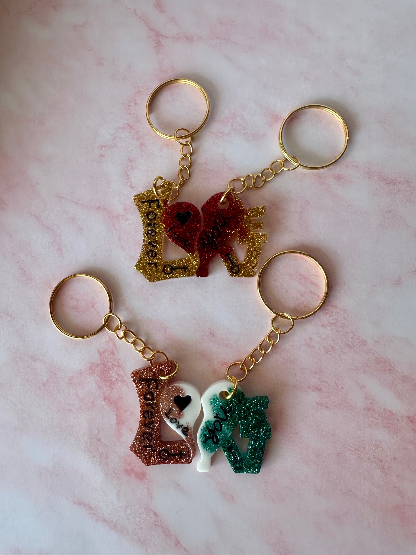 Porte clé Duo à partager - Moitié de coeur / Cœur & Clé / LOVE Séparé – Cadeau Symbolique Personnalisable