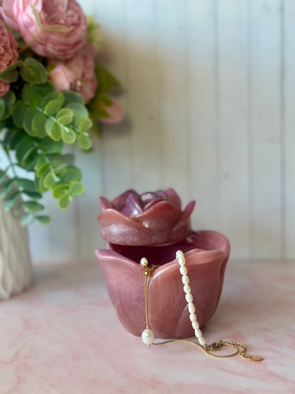 Boîte Rose Éternelle en Résine – Idée Cadeau Artisanale